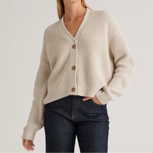 Quince Cotton Fisherman Boxy Cropped Cardigan